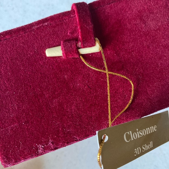 Cloisonné shell ornament with beautiful fish, original velvet packaging - Picture 5 of 6